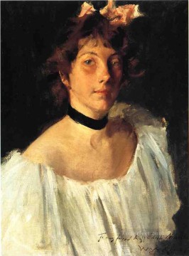  Dress Painting - Portrait of a Lady in a White Dress aka Miss Edith Newbold William Merritt Chase